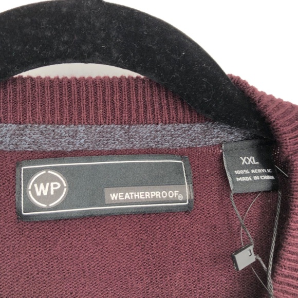 Weatherproof Mens Sweater‎ Size XXL Burgundy Wine Fitted Waist Cuffs Pullover - Picture 4 of 13